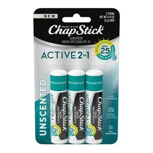 Chapstick Active 2-in-1 Unscented Lip Balms
